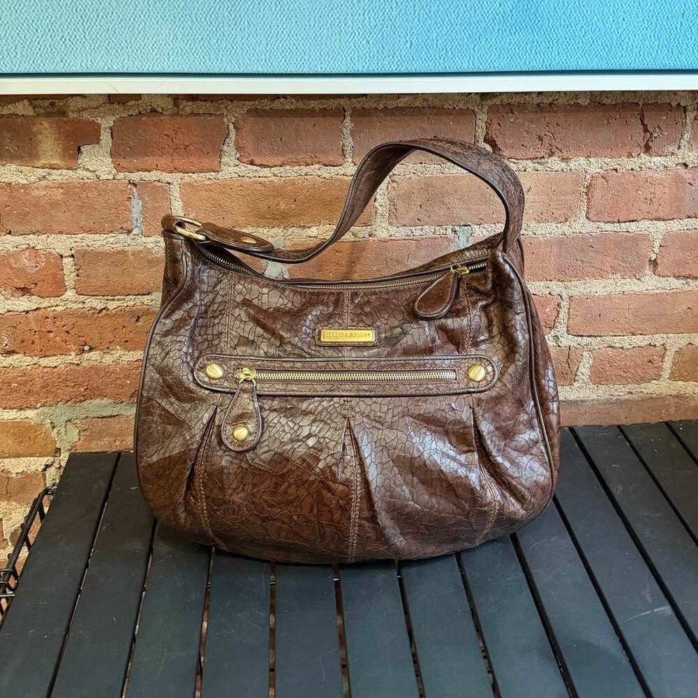 Y2K Isabella Fiore Croc Embossed Leather Hobo Bag